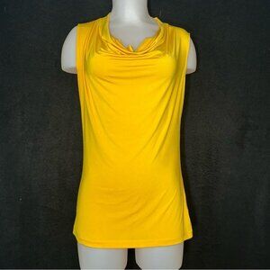 Women's S Yellow Slim Fit Sleeveless Cowl Neck Stretch Silky Top - Worthington